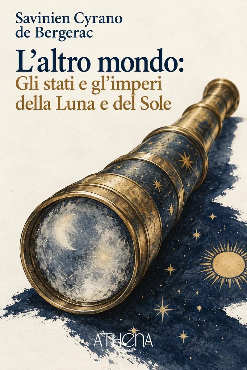 L'altro mondo: Gli stati e gl'imperi della Luna e del Sole di Savinien Cyrano de Bergerac – copertina Edizioni Athena