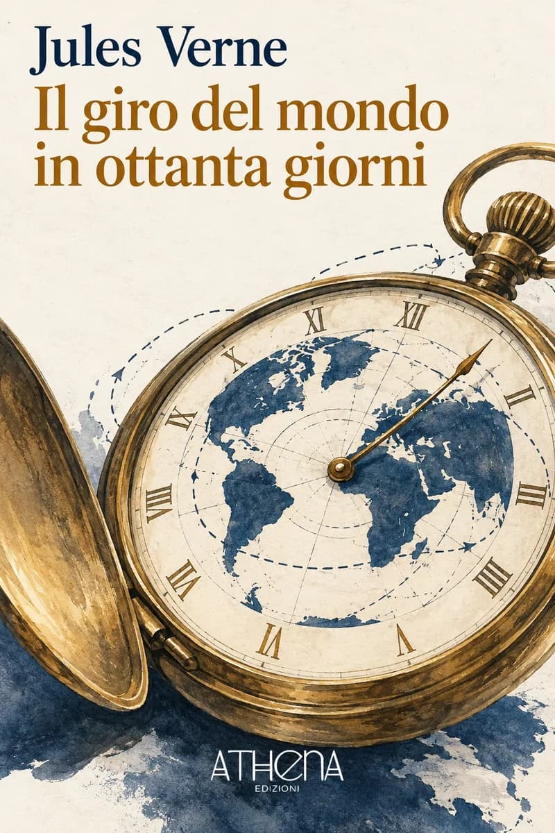 Il giro del mondo in ottanta giorni di Jules Verne – copertina Edizioni Athena